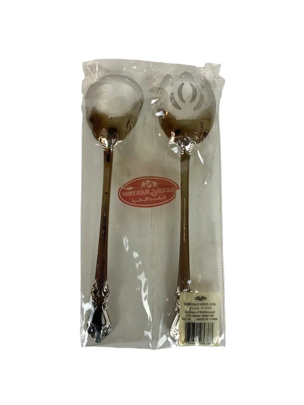 Reed & Barton Heritage Mint Marlborough 2-Pc Salad Serving Set Stainless Steel